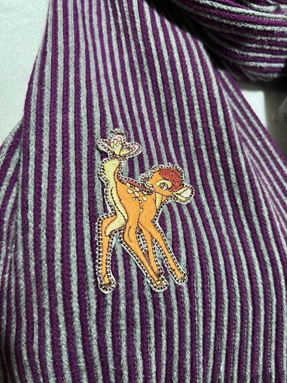 Bambi and Butterfly striped gray and purple Scarf